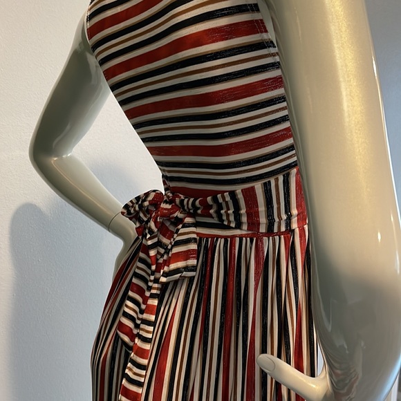 MINIMI DEEP V STRIPED SHIMMER DRESS SIZE MEDIUM - Picture 6 of 14